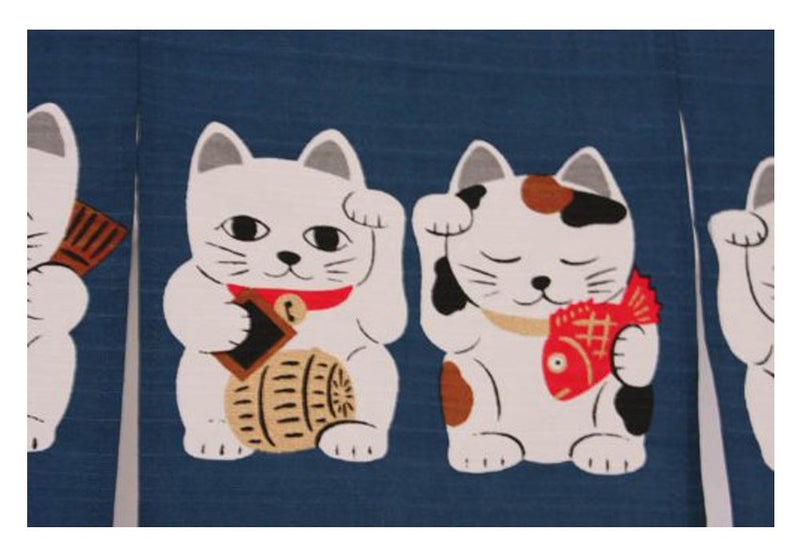 NARUMI é¸£æµ· Noren (Japanese Curtain) Seven Beckoning Cat/Maneki Neko 17-507 85Ã—30cm from Japan - Image 4